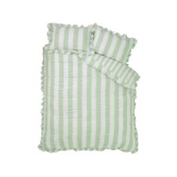 Rackhams Seersucker Frill Stripe Duvet Cover Set Green - Super King - Green - thumbnail 5