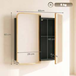 Rackhams Bathroom Medicine Mirror Cabinet, Bathroom Wall Cabinet, Natural - thumbnail 3