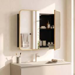 Rackhams Bathroom Medicine Mirror Cabinet, Bathroom Wall Cabinet, Natural - thumbnail 2