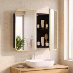 Rackhams Bathroom Medicine Mirror Cabinet, Bathroom Wall Cabinet, Natural - thumbnail 1