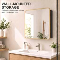 Rackhams Bathroom Medicine Mirror Cabinet, Bathroom Wall Cabinet, Natural - thumbnail 4