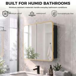 Rackhams Bathroom Medicine Mirror Cabinet, Bathroom Wall Cabinet, Natural - thumbnail 5