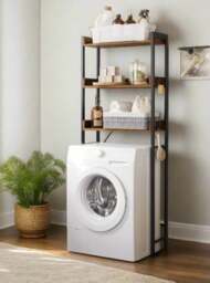 Rackhams 3-Tier Over-The-Toilet Storage Shelf – Rustic Brown- Industrial Bathroom Organizer