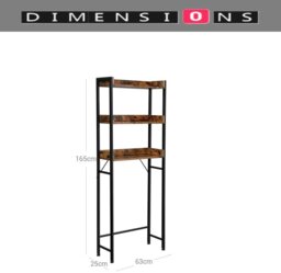 Rackhams 3-Tier Over-The-Toilet Storage Shelf – Rustic Brown- Industrial Bathroom Organizer - thumbnail 3