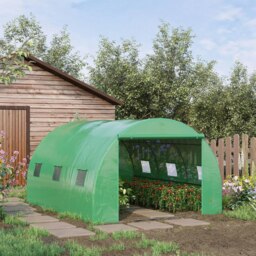 Rackhams Tunnel Greenhouse w/ PE Cover, Outdoor Plant House w/ Door & Window - thumbnail 1