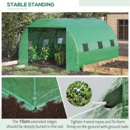 Rackhams Tunnel Greenhouse w/ PE Cover, Outdoor Plant House w/ Door & Window - thumbnail 4