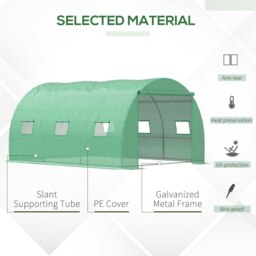 Rackhams Tunnel Greenhouse w/ PE Cover, Outdoor Plant House w/ Door & Window - thumbnail 3