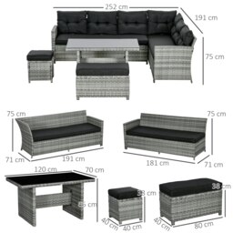 Rackhams 5 PCs Rattan Garden Furniture Set with Stools, Table, Cushion - thumbnail 6