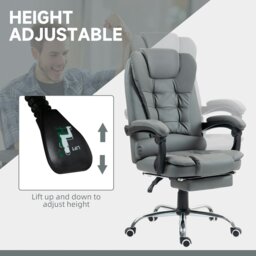 Rackhams Executive Office Chair PU Leather Swivel Chair with Footrest Grey - Black - thumbnail 4