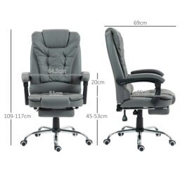 Rackhams Executive Office Chair PU Leather Swivel Chair with Footrest Grey - Black - thumbnail 6