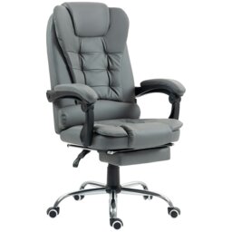Rackhams Executive Office Chair PU Leather Swivel Chair with Footrest Grey - Black - thumbnail 3