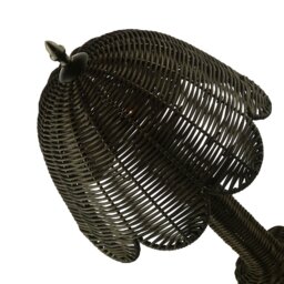 Rackhams Washed Black Woven Rattan Table Lamp with Scallop Shade and Switch - thumbnail 5