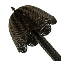 Rackhams Washed Black Woven Rattan Table Lamp with Scallop Shade and Switch - thumbnail 3