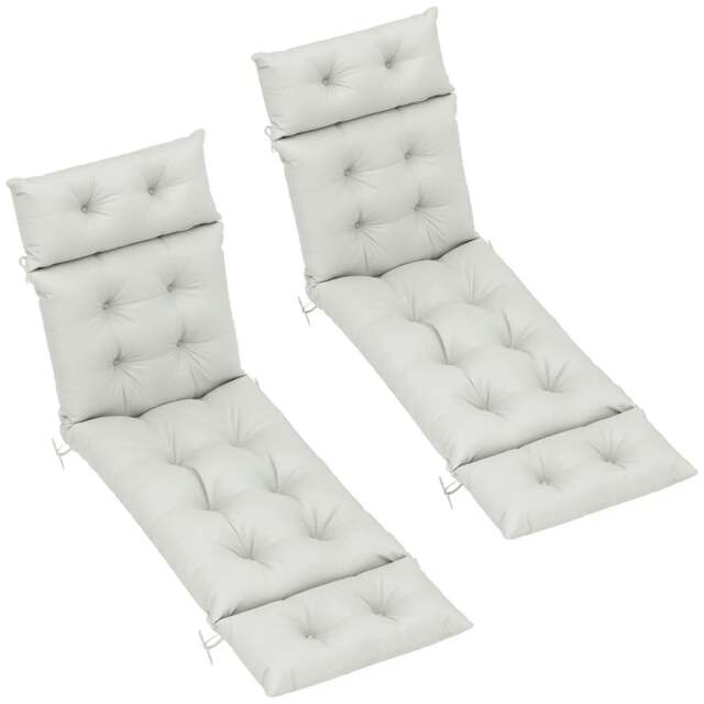 Rackhams Set of Two 190 x 56cm Sun Lounger Cushions - Light Grey
