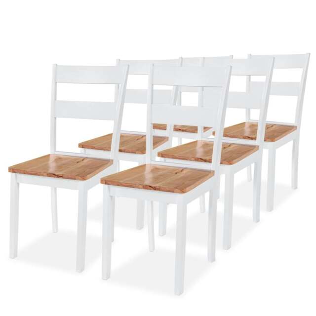Rackhams Dining Chairs 6 pcs White Solid Rubber Wood