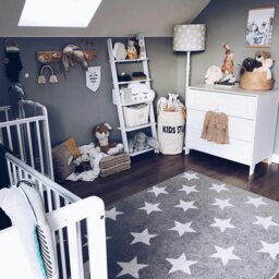 Rackhams Sketch Kids Bedroom Rug - Grey & White Stars - 280cm x 370cm - thumbnail 1