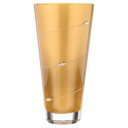 Rackhams Silhouette Gold Conical Vase Adorned with Swarovski® Crystals - 25cm - Made From Premium Lead Free Crystal Glass