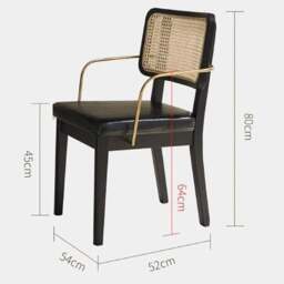 Rackhams Cassie Black Dining Chair, Wood & Leather - No Armrests - thumbnail 6