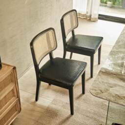 Rackhams Cassie Black Dining Chair, Wood & Leather - No Armrests - thumbnail 3
