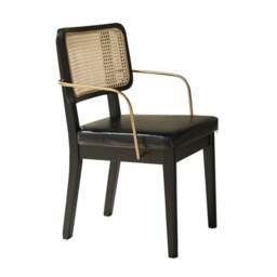 Rackhams Cassie Black Dining Chair, Wood & Leather - No Armrests - thumbnail 4