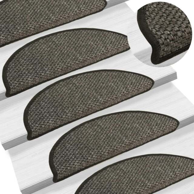 Rackhams Self-adhesive Stair Mats Sisal-Look 15 pcs 56x20 cm Anthracite