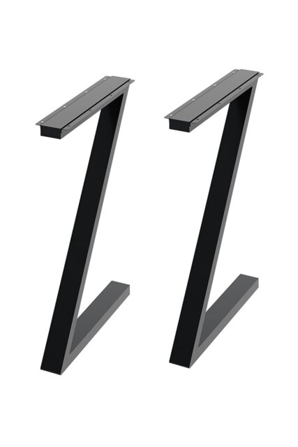 Rackhams 71cm/27.95 inch 2Pcs Black Anti-Slip Z-shaped Metal Table Legs Furniture Replacement Legs for DiningTable, Desks and Workbenches - Black - image 1