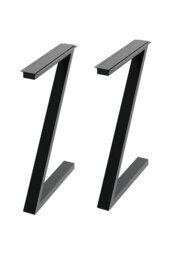 Rackhams 71cm/27.95 inch 2Pcs Black Anti-Slip Z-shaped Metal Table Legs Furniture Replacement Legs for DiningTable, Desks and Workbenches - Black - thumbnail 1