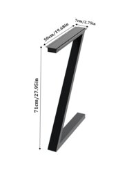 Rackhams 71cm/27.95 inch 2Pcs Black Anti-Slip Z-shaped Metal Table Legs Furniture Replacement Legs for DiningTable, Desks and Workbenches - Black - thumbnail 6