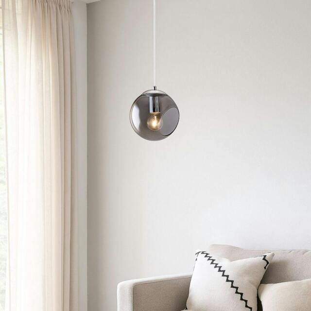 Rackhams Nia Chrome Smoked 1-Light Pendant - image 1