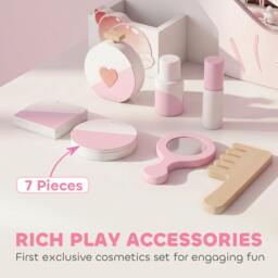 Rackhams Kids Vanity Set with Chair, Acrylic Mirror, Lighted Bulbs, Pink - thumbnail 5