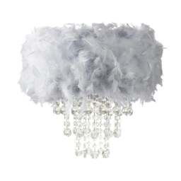 Rackhams Contemporary Grey Feather Pendant Light Shade with Transparent Acrylic Droplets