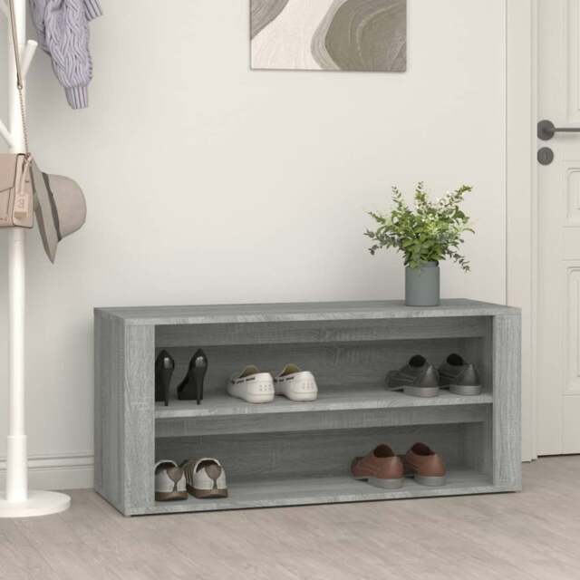 Rackhams Shoe Rack Concrete Grey 100x35x45 cm Engineered Wood