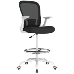 Rackhams Mesh Draughtsman Chair, Ergonomic Drafting Chair, Black White - Black and White - thumbnail 2