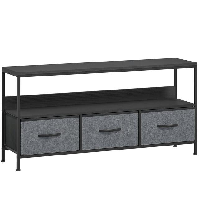 Rackhams TV Stand Cabinet with 3 Foldable Drawers - Black