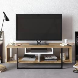 "Rackhams Asal Modern Tv Stand TV Unit TV Cabinet for TV's up to 55"" - Oud Oak White" - thumbnail 5