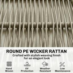 Rackhams 4 Seater Rattan Garden Furniture Set with Thick Cushions - Grey - thumbnail 6