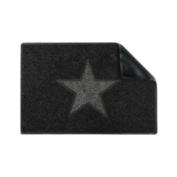 Rackhams Star Medium Doormat in Black with Grey Star - Black - Vinyl - 1 - thumbnail 2