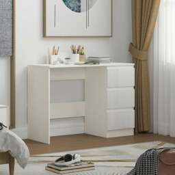 Rackhams Carlton Dressing Table With 3 Drawers in Gloss White - White - thumbnail 2