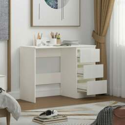 Rackhams Carlton Dressing Table With 3 Drawers in Gloss White - White - thumbnail 3