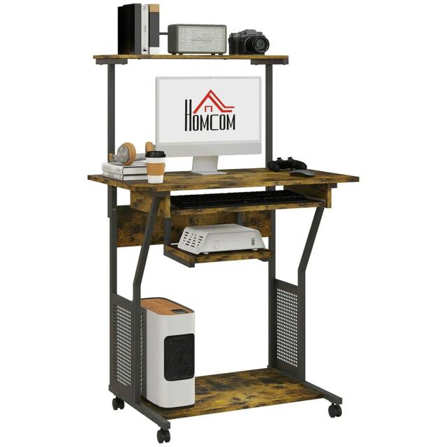 Rackhams Multi-Storage Work Desk, with Sliding Keyboard Tray - Brown/Black - image 1