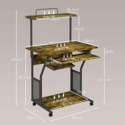 Rackhams Multi-Storage Work Desk, with Sliding Keyboard Tray - Brown/Black - thumbnail 3