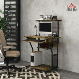 Rackhams Multi-Storage Work Desk, with Sliding Keyboard Tray - Brown/Black - thumbnail 6