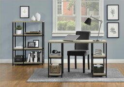 Rackhams Elmwood double pedestal desk in distressed grey oak - Grey - thumbnail 6