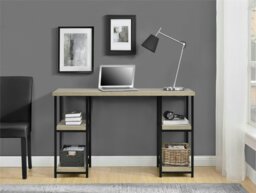 Rackhams Elmwood double pedestal desk in distressed grey oak - Grey - thumbnail 5