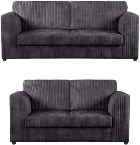 Rackhams Chicago Jumbo Cord 3+2 Sofa Set - Black - image 1