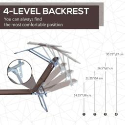 Rackhams Outdoor Foldable Sun Lounger, 4 Level Adjustable Backrest Reclining Sun Lounger Chair with Angle Adjust Sun Shade Awning, Brown - thumbnail 4
