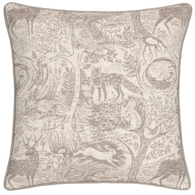 Rackhams Winter Woods Chenille Animals Cushion Cover - Taupe - 50cm x 50cm - Taupe - 100% Polyester - image 1