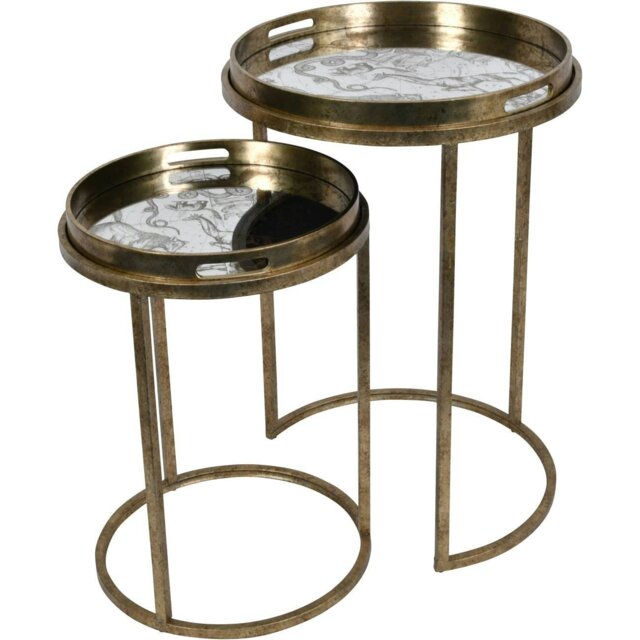Rackhams Constellation Map Set of 2 Side Tray Tables with Removable Tops - Gold - image 1