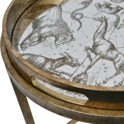 Rackhams Constellation Map Set of 2 Side Tray Tables with Removable Tops - Gold - thumbnail 4