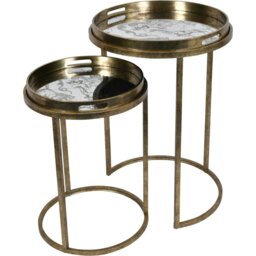 Rackhams Constellation Map Set of 2 Side Tray Tables with Removable Tops - Gold